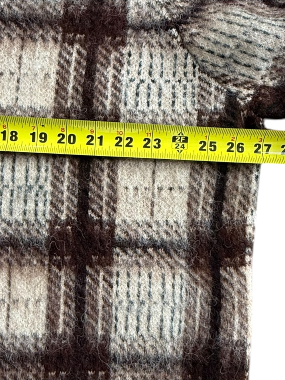 ZARA Plaid Mock Neck Sweater Fuzzy Brown Checked Cozy Boxy Pullover. XL. NEW. - Picture 4 of 9